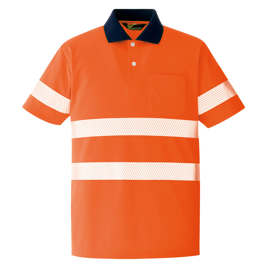 ベルデクセル　ＪＩＳ　Ｔ　８１２７規格適合　高視認半袖ポロシャツ　ＶＥＳ３５５上　オレンジ