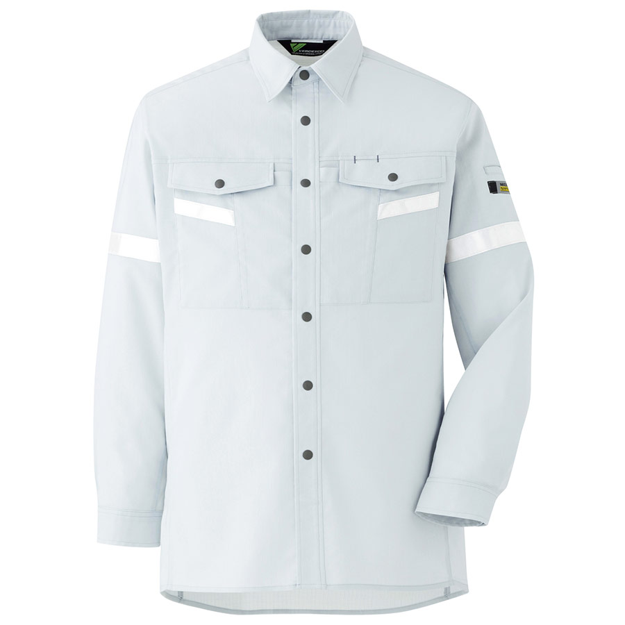 ベルデクセルフレックス　帯電防止　反射材仕様長袖シャツ　ＶＥＳ２５５１上　シルバーグレー
