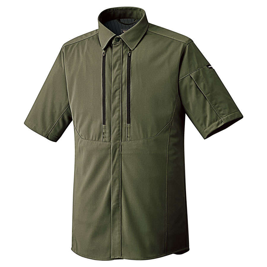 ベルデクセルフレックス　フルハーネス対応　男女共用　半袖シャツ　ＶＥＳ７３６上　オリーブグリーン