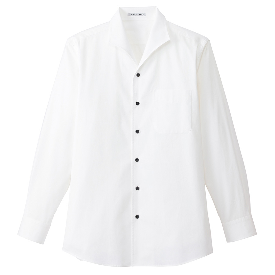 メンズ　イタリアンカラー　長袖シャツ　ＦＢ５０３３Ｍ−１５　ホワイト