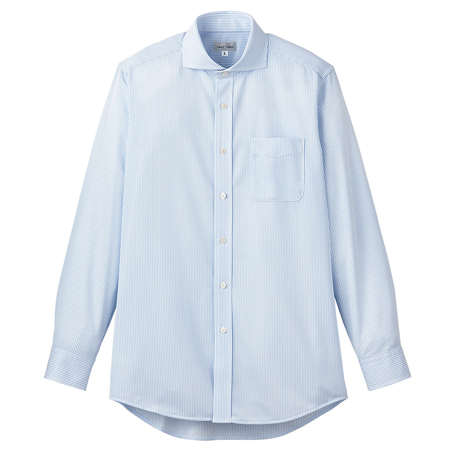 ワイドカラーニット長袖シャツ　ＦＢ４５５９Ｕ−７　ブルーストライプ