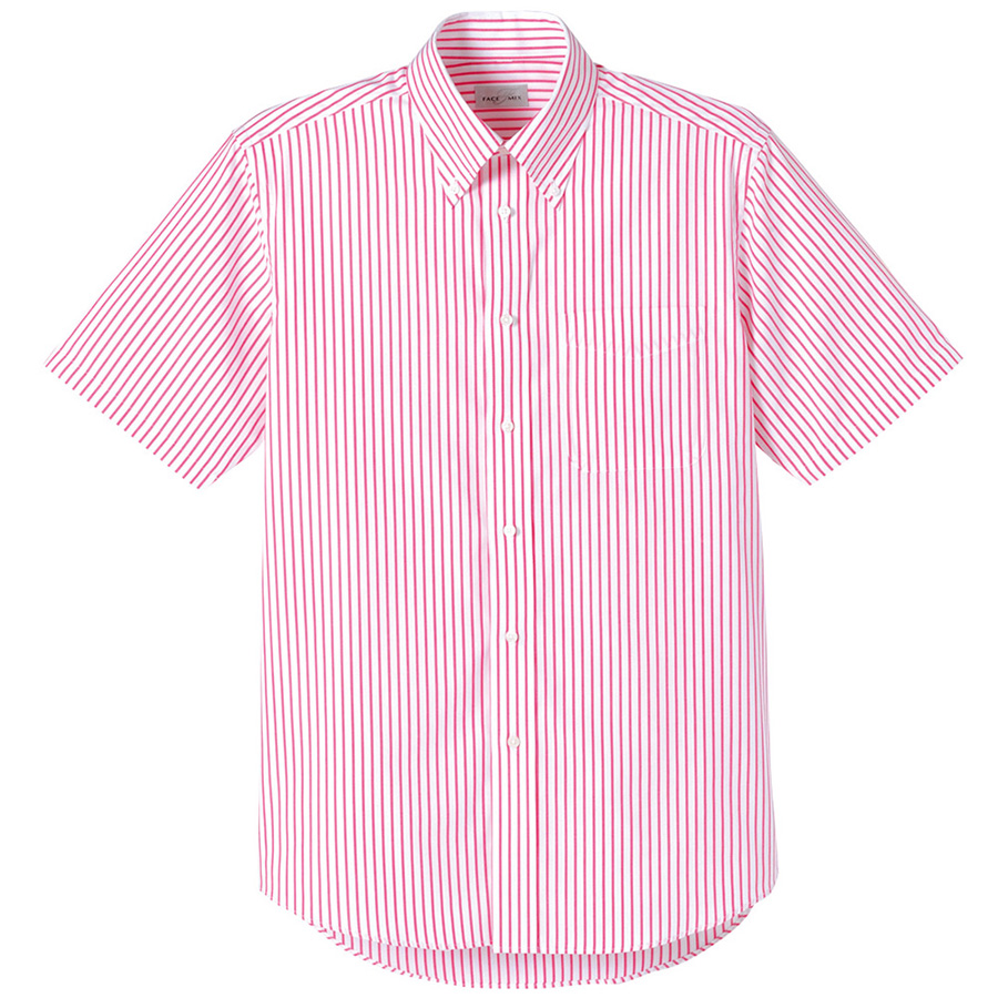 ユニセックス　半袖ストライプシャツ　ＦＢ４５０９Ｕ−３　レッド