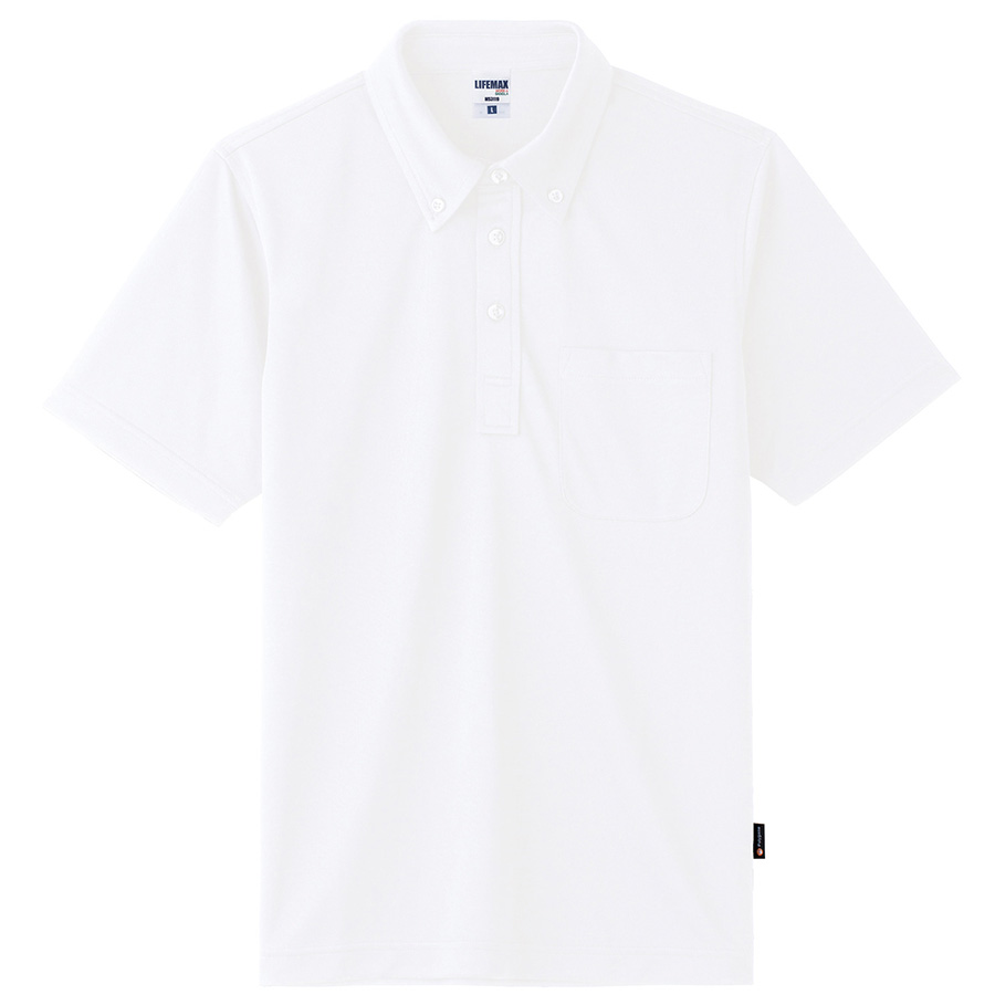 ４．３オンス　ボタンダウンドライポロシャツ（ポリジン加工）　ＭＳ３１１９−１５　ホワイト