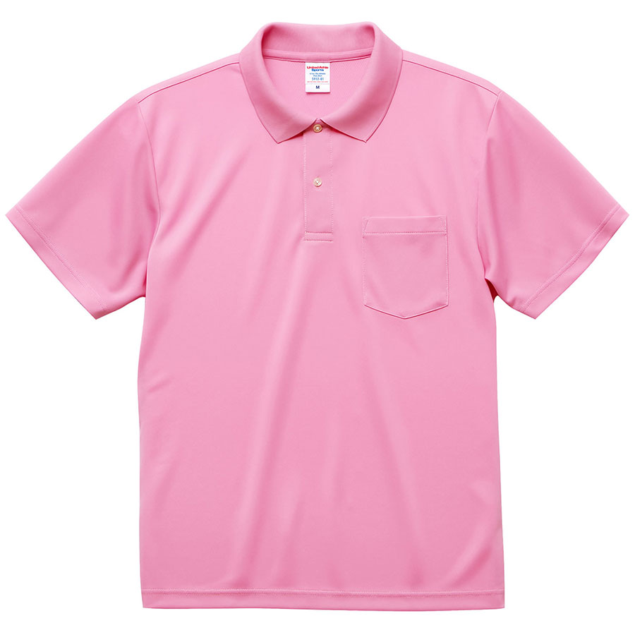 ４．１ｏｚ　ドライアスレチック　ポロシャツ（ポケット付）　５９１２−０１　０６６　ピンク