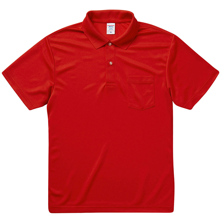 ４．１ｏｚ　ドライアスレチック　ポロシャツ（ポケット付）　５９１２−０１　０６９　レッド