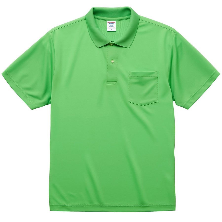 ４．１ｏｚ　ドライアスレチック　ポロシャツ（ポケット付）　５９１２−０１　０２５　ブライトグリーン