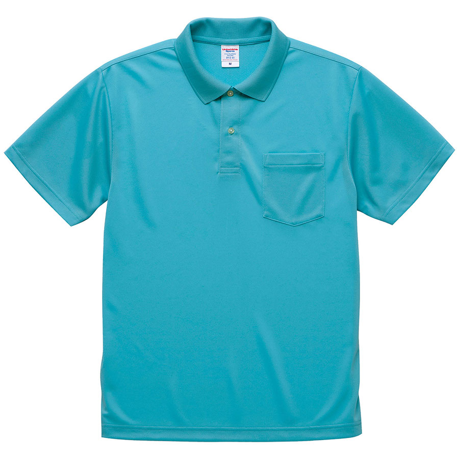 ４．１ｏｚ　ドライアスレチック　ポロシャツ（ポケット付）　５９１２−０１　０８３　アクアブルー