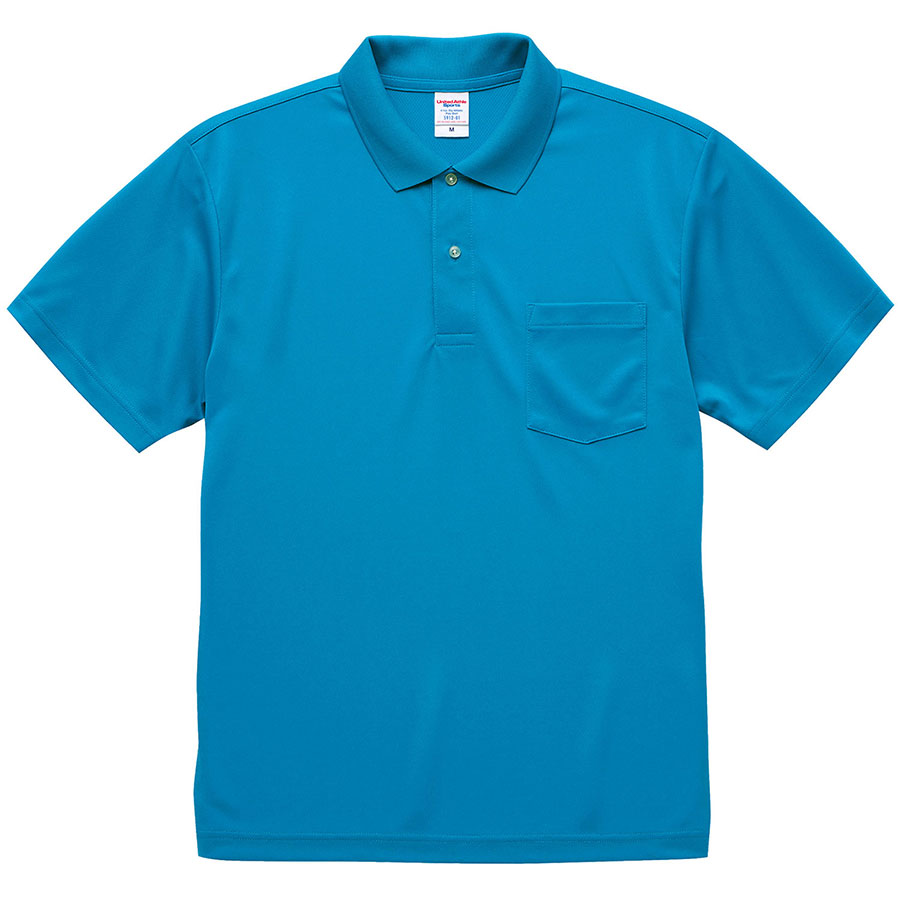 ４．１ｏｚ　ドライアスレチック　ポロシャツ（ポケット付）　５９１２−０１　５３８　ターコイズブルー