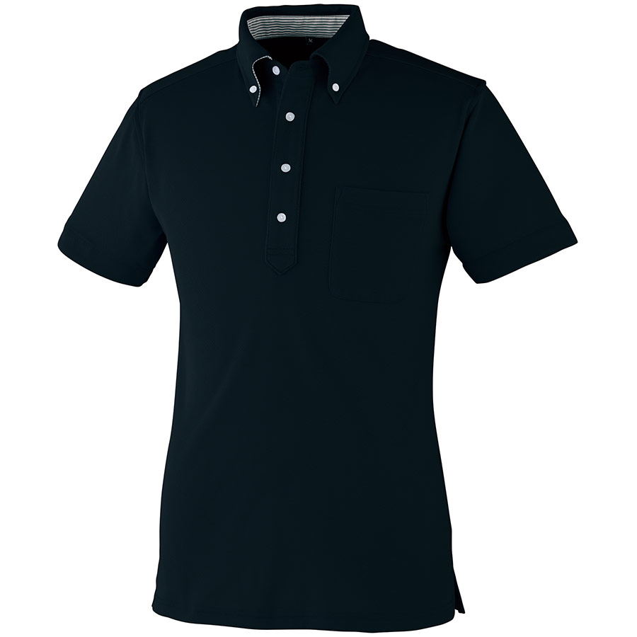 DRY ボタンダウン 半袖ポロシャツ 9020－80 ブラック SS～5L| 作業服・作業着 | 【ミドリ安全】公式通販