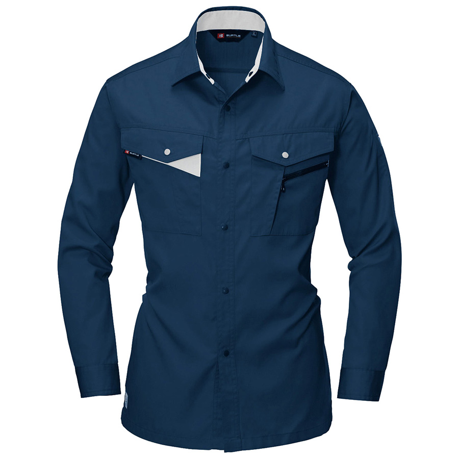 長袖シャツ ６００５－３ ネイビー （Ｓ～３Ｌ）| 作業服・作業着 | 【ミドリ安全】公式通販