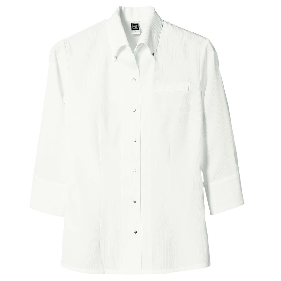 高級素材使用ブランド 七分袖ボタンダウンシャツ レディス １５８２ オフホワイト 61%OFF ０２