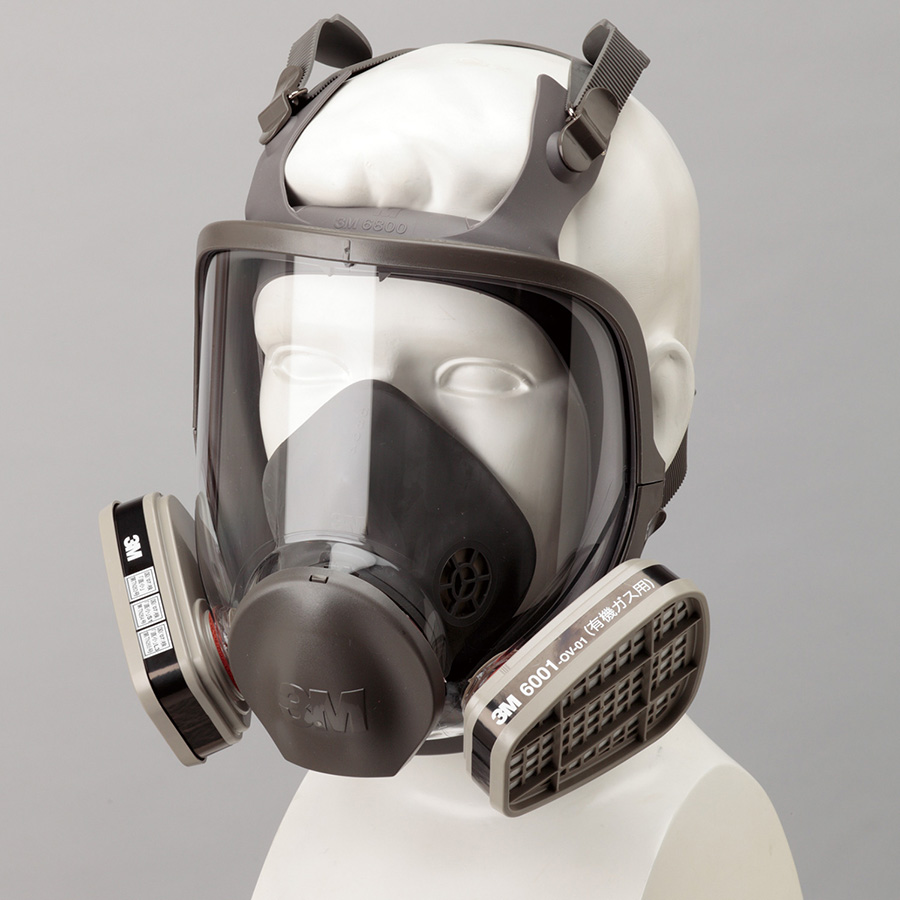 直結式 小型 防毒マスク 全面型 ６０００Ｆ ミディアム 吸収缶２個使用 | 【ミドリ安全】公式通販