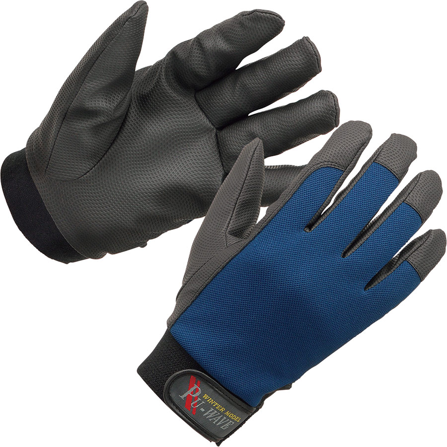 防寒作業手袋 ＰＵ－ＷＡＶＥ Ｋ－２８ ネイビー ＬＬ （販売単位：５双） | 【ミドリ安全】公式通販