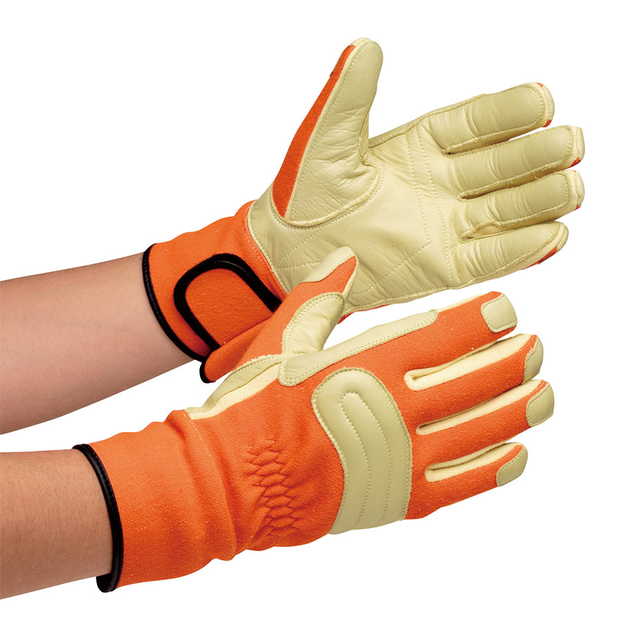 ケブラー（Ｒ） 消防用手袋 ＭＫ－ＦＭ－２ オレンジ Ｍ | 【ミドリ