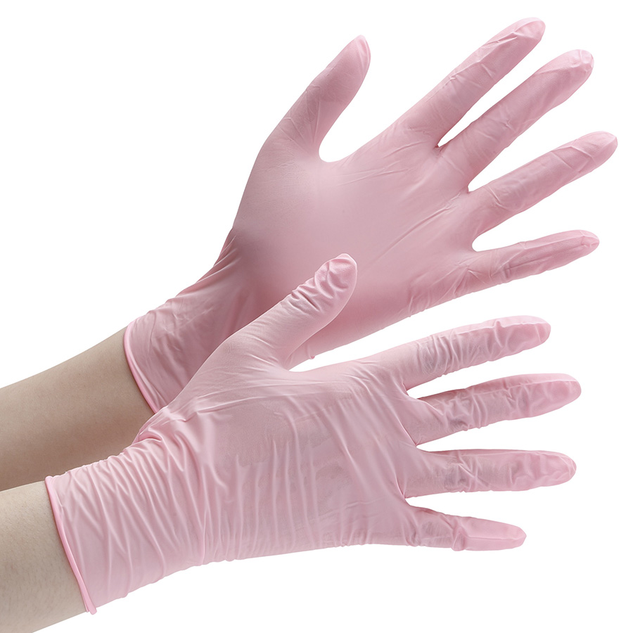 ニトリル手袋　アクセラレーターフリー　ベルテ７２７　ピンク　ＬＬ　粉無　１００枚