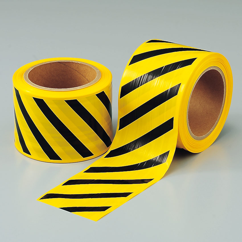 ガードテープ 黄×黒 100mm幅 20m テープ 日本製 （ 安全 区域 標示 粘着テープ 区画整理 線引き ライン引き 室内 床 対応 専用 安全用品 用品 グッズ ） - 2