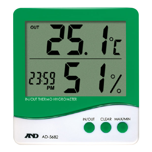熱中対策　時計付き温湿度計　ＡＤ−５６８２