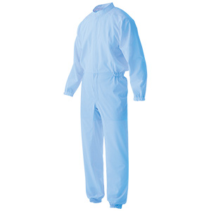 ベルデクセル　男女共用　ツナギ型白衣　ＶＥＨＳ２１００Ｂ　超薄　ブルー