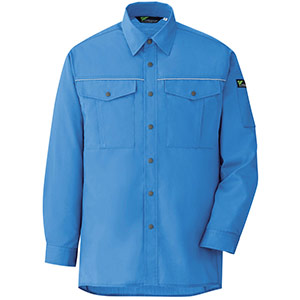ベルデクセルフレックス　エコ静電　Ｔ／Ｃ　長袖シャツ　ＶＥＳ２４５３上　ブルー