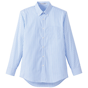 メンズ　ストライプ調温長袖シャツ　ＦＢ５０３０Ｍ−７　ブルー