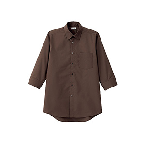 メンズ　レギュラーカラー七分袖シャツ　ＦＢ５０４２Ｍ−５　ブラウン
