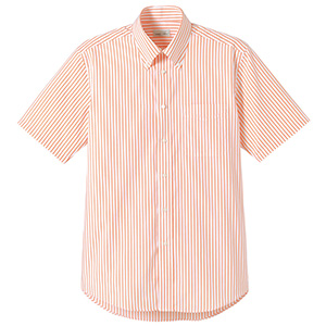 ユニセックス　半袖ストライプシャツ　ＦＢ４５０９Ｕ−１３　オレンジ