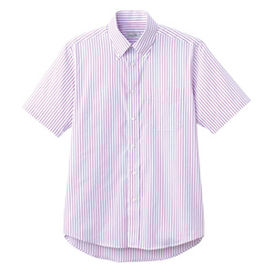 ユニセックス　半袖ストライプシャツ　ＦＢ４５０９Ｕ−１９　パープル