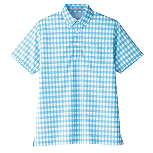 チェックプリント　ポロシャツ　ＦＢ４５２３Ｕ−７　ブルー　（ＳＳ〜４Ｌ）
