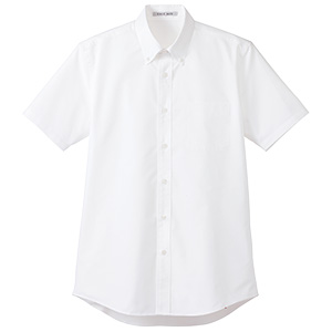 メンズ　ストライプ調温半袖シャツ　ＦＢ５０３１Ｍ−１５　ホワイト