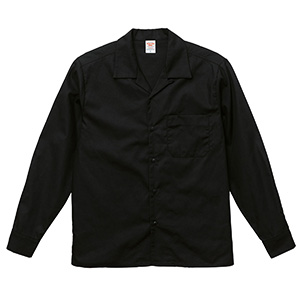 Ｔ／Ｃ　オープンカラー　ロングスリーブ　シャツ　１７６０−０１　００２　ブラック