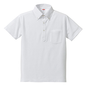 ５．３ｏｚ　ドライカノコ　ユーティリティーポロシャツ　（ボタンダウン）（ポケット付）　５０５１−０１　００１　ホワイト