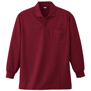 長袖ポロシャツ　（胸ポケット付）　Ｋ３８３　１８　ワイン