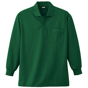 長袖ポロシャツ　（胸ポケット付）　Ｋ３８３　３０　グリーン