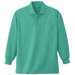 長袖ポロシャツ　（胸ポケット付）　Ｋ３８３　３５　エメグリーン