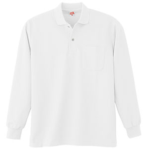 ヘビーウェイト長袖ポロシャツ　（ポケット付き）　２００　９０　ホワイト