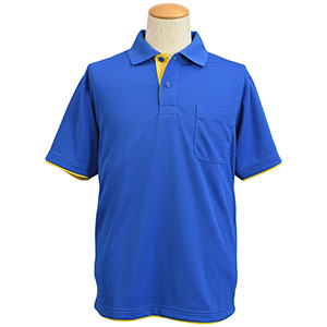 吸水速乾　レイヤード半袖ポロシャツ　６０１８−８　ブルー
