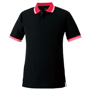 スナップ釦ストレッチ　半袖ポロシャツ　３７０　８０　ブラック