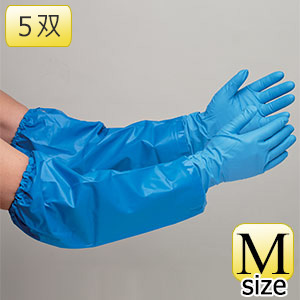 ニトリルゴム製手袋　Ｎｏ．３６０　Ｍ　腕カバー付　５双