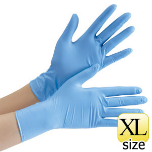 ニトリル手袋　ベルテ　７５０Ｋ　（レギュラー）　粉なし　ブルー　ＸＬ　１００枚