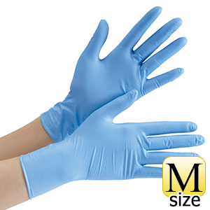 ニトリル手袋　ベルテ　７５２Ｋ　（レギュラー）　粉つき　ブルー　Ｍ　１００枚