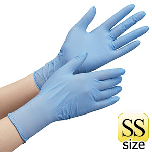 ニトリルゴム製手袋　ＶＥＲＴＥ−７９０　ブルー　ＳＳ　１００枚