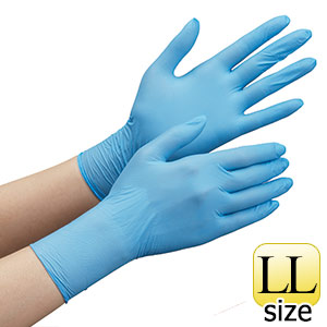 ニトリル手袋　ベルテ　７１０Ｎ　（薄手）　粉なし　ブルー　ＬＬ　１００枚