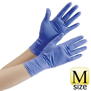 ニトリル手袋　ベルテ７０１Ｈ　ブルー　Ｍ　粉なし　１００枚