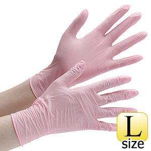 ニトリル手袋　アクセラレーターフリー　ベルテ７２７　ピンク　Ｌ　粉無　１００枚