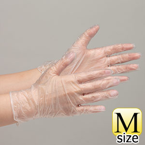 ＰＶＣ手袋　ベルテ８０１Ｆ　粉なし　クリア　Ｍ　１００枚