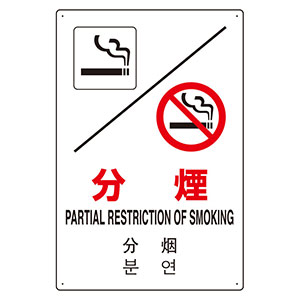 ＪＩＳ規格標識　８０２−９０５　４カ国語標識　平板タイプ　分煙