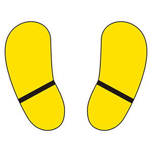 路面表示用品　８１９−９６　路面貼用ステッカー　足型　黄